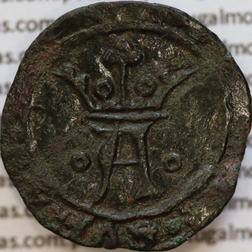Moeda Cotrim bolhão de D. Afonso V 1438-1481, sem letra monetária, variante com particularidades inéditas.