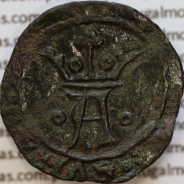 Moeda Cotrim bolhão de D. Afonso V 1438-1481, sem letra monetária, variante com particularidades inéditas.