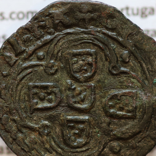 Moeda Cotrim bolhão de D. Afonso V 1438-1481, sem letra monetária, variante com particularidades inéditas.