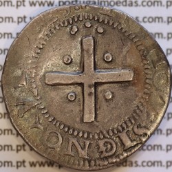 Portugal, silver coin of "Real Português Dobrado" of King João III (1521–1557), ☩REX▾PORTVGALIE▾AL▾D / .▾. IN▾HOC▾SIGNO▾VINCES