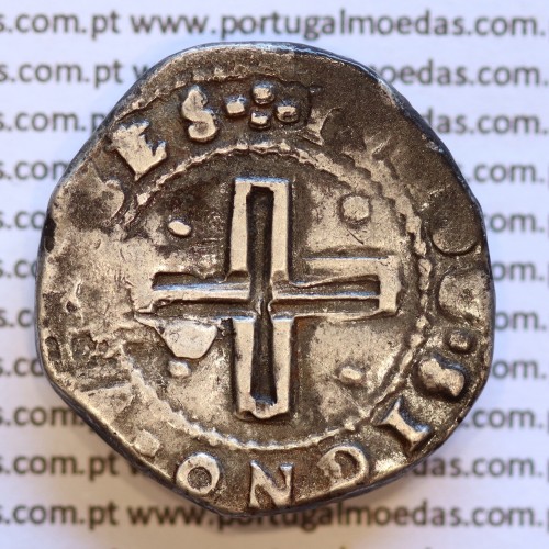 Moeda Tostão Prata  D. João IV 1640-1656, 100 Reais prata  +IOANNES IIII DG REX PORTVGALIE / +INHOC.SIGNO.VINCES