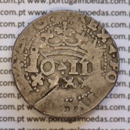 Real Português prata de D. João III 1521-1557, (Anverso J3.80.03 Reverso J3.80.01) +REX∵PORTVGALIE∵ALG: / +IN∵HOC∵SIGNO∵VICES