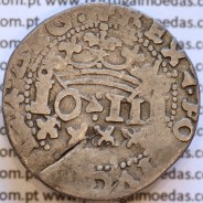 Real Português prata de D. João III 1521-1557, (Anverso J3.80.03 Reverso J3.80.01) +REX∵PORTVGALIE∵ALG: / +IN∵HOC∵SIGNO∵VICES