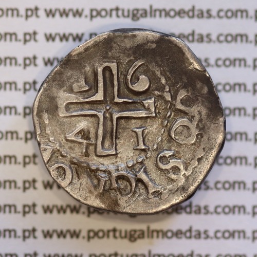 Meio Tostão prata 1641 de D. João IV 1640-1656, ✤IOANNES IIII DG REX.P / ✤IN HOO SIGNO VINCES (A. Gomes 38.03 variante)