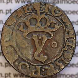 Vintém prata de D. João III 1521-1557, arruelas pontuadas, +˙IOANES:3:R:PORTGAL:  / ˙IOANES:3:R:PORTVGAL˙