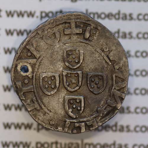 Meio Vintém Prata de D. Manuel I 1495-1521, Lisboa, (Não Classificada) Legenda: +I:EMANVEL.R.P.ET.A.DG / +I:EMANVEL:R:P:ET:A:D:G