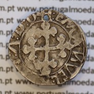 Meio Vintém Prata de D. Manuel I 1495-1521, Lisboa, (Não Classificada) Legenda: +I:EMANVEL.R.P.ET.A.DG / +I:EMANVEL:R:P:ET:A:D:G