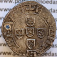 Meio Vintém Prata de D. Manuel I 1495-1521, Lisboa, (Não Classificada) Legenda: +I:EMANVEL.R.P.ET.A.DG / +I:EMANVEL:R:P:ET:A:D:G