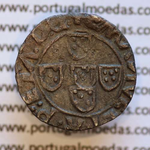Silver coin Half Vintém of D. Manuel I 1495-1521, (not classified in Gomes), +EMANVEL:I:R:P:ET.A.D.G. / +EMANVEL:I:R:P:ET:A:D:G