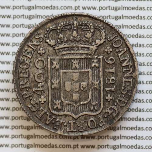 "VINECS" Cruzado Novo Prata 1816 D. João Príncipe Regente, 480 Réis prata 1816 VINECS, (RARA), World Coins Portugal  KM331