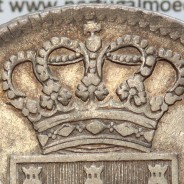 Cruzado Novo prata 1780 D. Maria I e D. Pedro III, Coroa alta diadema losango 4 pontos e com cruz Potentada "☩"