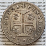 Cruzado Novo prata 1780 D. Maria I e D. Pedro III, Coroa alta diadema losango 4 pontos e com cruz Potentada "☩"