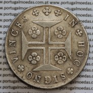 Cruzado Novo prata 1782 D. Maria I e D. Pedro III, Variante Rara, Legenda "PORTETALG" sem pontos