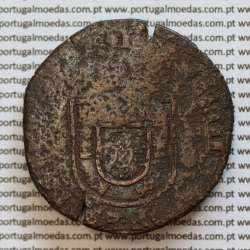 Moeda com carimbo de Açor de D. António 1580-1583 "O Prior do Crato" Sobre Moeda X Reais Cobre de D. João III 1521-1557