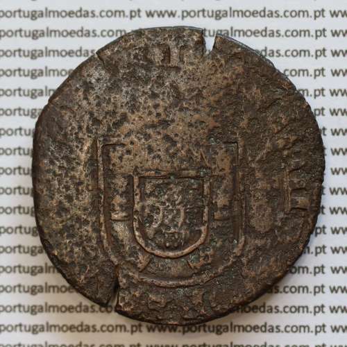 Moeda com carimbo de Açor de D. António 1580-1583 "O Prior do Crato" Sobre Moeda X Reais Cobre de D. João III 1521-1557