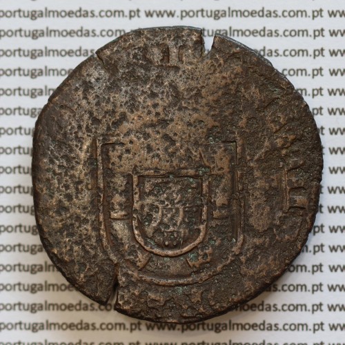 Moeda com carimbo de Açor de D. António 1580-1583 "O Prior do Crato" Sobre Moeda X Reais Cobre de D. João III 1521-1557