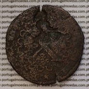 Moeda com carimbo de Açor de D. António 1580-1583 "O Prior do Crato" Sobre Moeda X Reais Cobre de D. João III 1521-1557