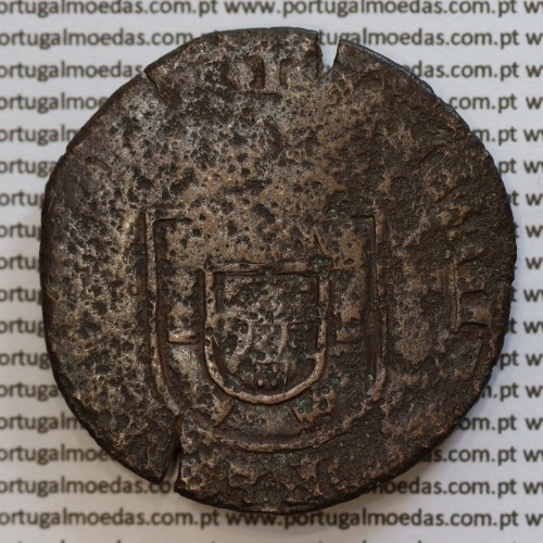 Moeda com carimbo de Açor de D. António 1580-1583 "O Prior do Crato" Sobre Moeda X Reais Cobre de D. João III 1521-1557, A. Gome
