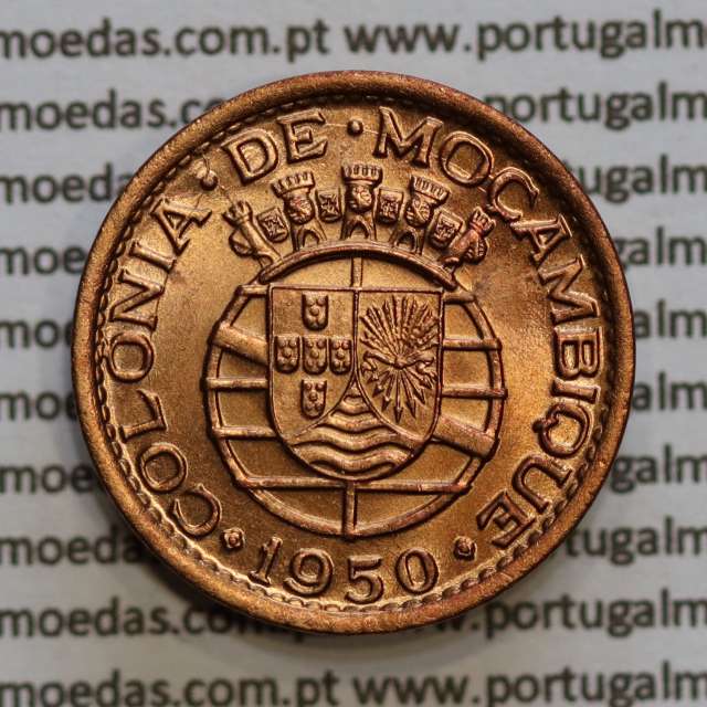 20 centavos 1950 Bronze de Moçambique, (Soberba) $20 Bronze 1950 Moçambique Ex-Colónia Portuguesa - World Coins Mozambique KM75