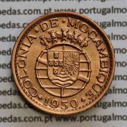 20 centavos 1950 Bronze de Moçambique, (Bela) $20 Bronze 1950 Moçambique Ex-Colónia Portuguesa - World Coins Mozambique KM75