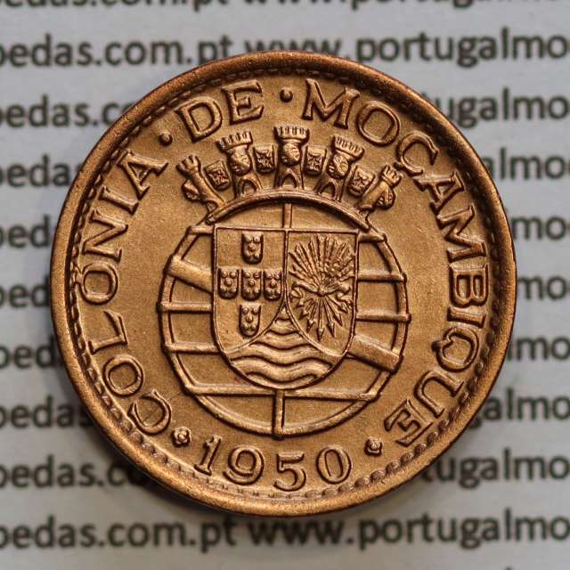 20 centavos 1950 Bronze de Moçambique, (Bela) $20 Bronze 1950 Moçambique Ex-Colónia Portuguesa - World Coins Mozambique KM75