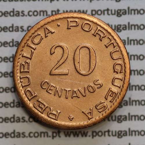 20 centavos 1950 Bronze de Moçambique, (Bela) $20 Bronze 1950 Moçambique Ex-Colónia Portuguesa - World Coins Mozambique KM75