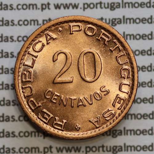 20 centavos 1950 Bronze de Moçambique, (Soberba) $20 Bronze 1950 Moçambique Ex-Colónia Portuguesa - World Coins Mozambique KM75