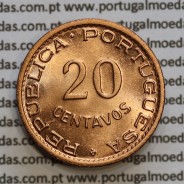 20 centavos 1950 Bronze de Moçambique, (Soberba) $20 Bronze 1950 Moçambique Ex-Colónia Portuguesa - World Coins Mozambique KM75
