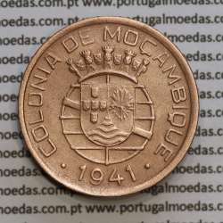 Moeda 20 centavos 1941 Cobre de Moçambique, $20 Cobre 1941 Moçambique Ex-Colónia Portuguesa, (MBC),  World Coins Mozambique KM71