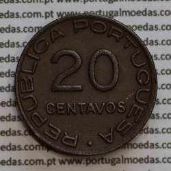 Moçambique, 20 centavos 1941 cobre da Ex-Colónia Portuguesa de Moçambique, (MBC), World Coins Mozambique KM 71