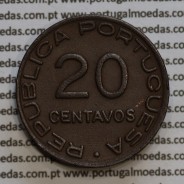 Moçambique, 20 centavos 1941 cobre da Ex-Colónia Portuguesa de Moçambique, (MBC), World Coins Mozambique KM 71