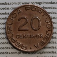 Moeda 20 centavos 1941 Cobre de Moçambique, $20 Cobre 1941 Moçambique Ex-Colónia Portuguesa - World Coins Mozambique KM#7