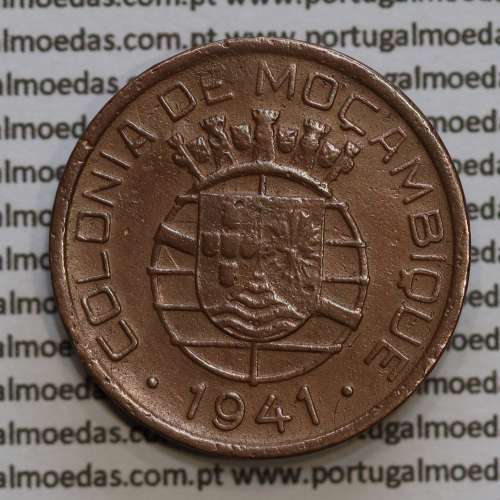 20 centavos 1941 Cobre de Moçambique, $20 Cobre 1941 Moçambique Ex-Colónia Portuguesa, (MBC-),  World Coins Mozambique KM71