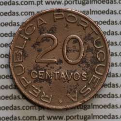 20 centavos 1941 Cobre de Moçambique, $20 Cobre 1941 Moçambique Ex-Colónia Portuguesa, (MBC-),  World Coins Mozambique KM71