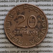 20 centavos 1941 Cobre de Moçambique, $20 Cobre 1941 Moçambique Ex-Colónia Portuguesa, (MBC-),  World Coins Mozambique KM71