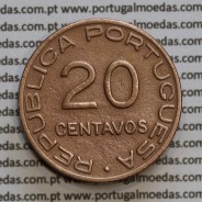20 centavos 1941 Cobre de Moçambique, $20 Cobre 1941 Moçambique Ex-Colónia Portuguesa, (MBC-),  World Coins Mozambique KM71