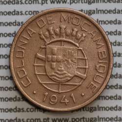 20 centavos 1941 Cobre de Moçambique, $20 Cobre 1941 Moçambique Ex-Colónia Portuguesa, (MBC-),  World Coins Mozambique KM71