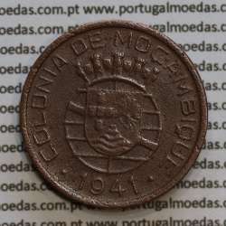 20 centavos 1941 Cobre de Moçambique, $20 Cobre 1941 Moçambique Ex-Colónia Portuguesa, (BC /MBC-),  World Coins Mozambique KM71