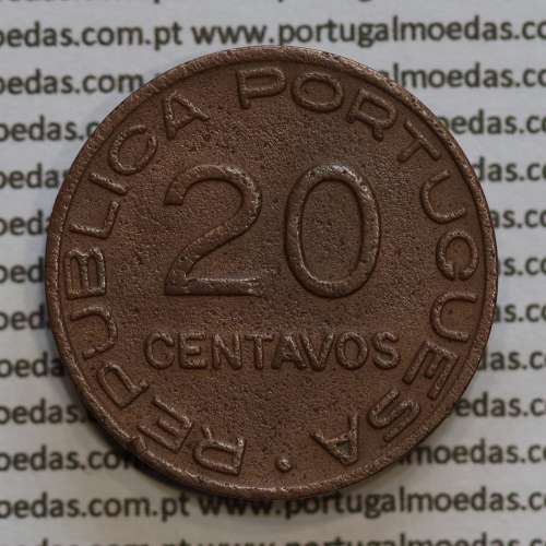 20 centavos 1941 Cobre de Moçambique, $20 Cobre 1941 Moçambique Ex-Colónia Portuguesa, (BC /MBC-),  World Coins Mozambique KM71