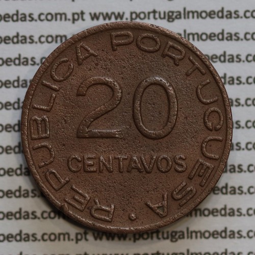 20 centavos 1941 Cobre de Moçambique, $20 Cobre 1941 Moçambique Ex-Colónia Portuguesa, (BC /MBC-),  World Coins Mozambique KM71