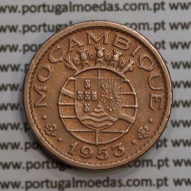 50 centavos 1953 Bronze de Moçambique, (MBC+) $50 Bronze 1953 Moçambique Ex-Colónia Portuguesa - World Coins Mozambique KM81