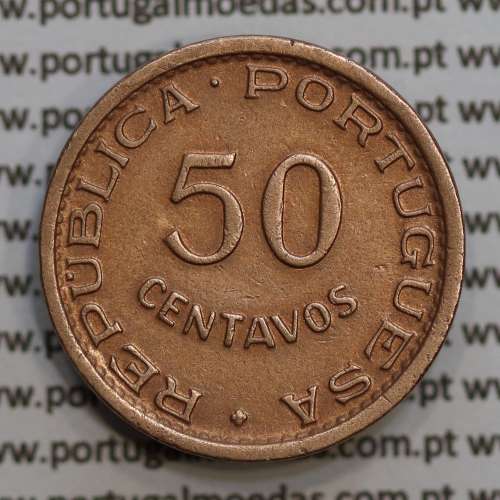 50 centavos 1953 Bronze de Moçambique, (MBC+) $50 Bronze 1953 Moçambique Ex-Colónia Portuguesa - World Coins Mozambique KM81