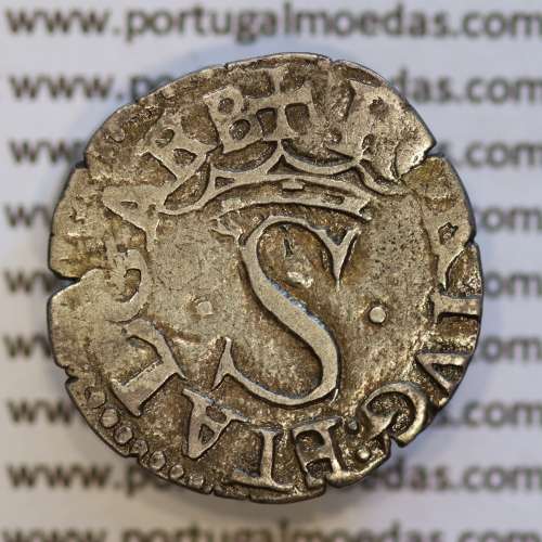 Moeda vintém prata, D. Sebastião I (1557 -1578) Vintém ou 20 Reais em prata - ✠PORTVG:ETALGARB / ✠SEBASTIANVS.REX.P
