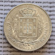 Moeda 500 réis 1889 prata D. Luis I, cinco tostões prata 1889, World Coins Portugal KM 509