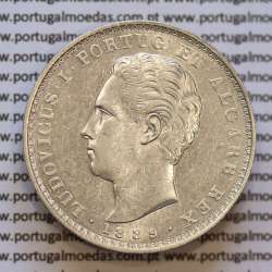Moeda 500 réis 1889 prata D. Luis I, cinco tostões prata 1889, World Coins Portugal KM 509