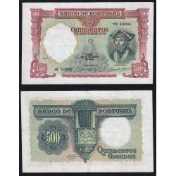 Escassa- Cor Mais Clara - Nota de 500 Escudos 1942 Damião de Góis, 500$00 29/09/1942 Chapa: 7 - Banco de Portugal (Circulada)