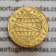 Miniatura moeda em ouro de 960 reis 1813 de D. João Príncipe Regente, (Replica miniatura de patacão ou 960 réis 1913 Brasil)