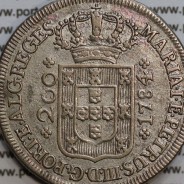 Portugal, silver coin of 12 Vinténs 1784, 240 Réis, low crown, Maria I and King Peter III, World Coins Portugal KM 272