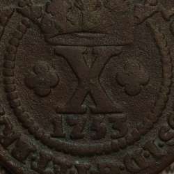 X Réis Cobre 1753 IOSEPHUS (46 pérolas) D. José I, Brasil, World Coins Brasil KM 174.1