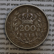 Moeda 200 réis 1909 prata D. Manuel II, dois tostões prata 1909, World Coins Portugal KM549. (MBC)